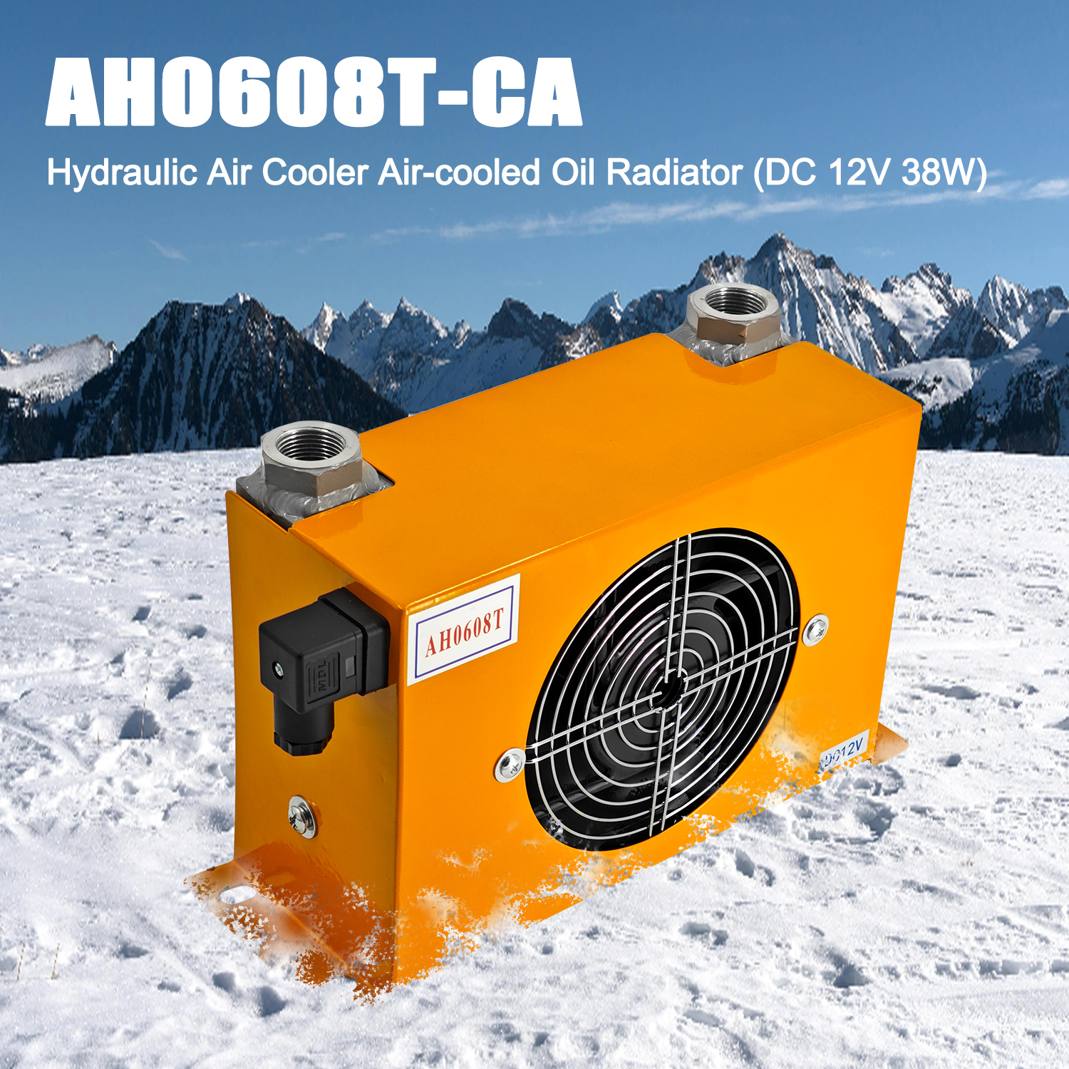 AH0608T-CA 12VDC Hydraulic Oil Cooler 60L/min 48W Hydraulic Air Cooler Air Cooled Oil Radiator Heat Dissipation Low Noise and Power Usage