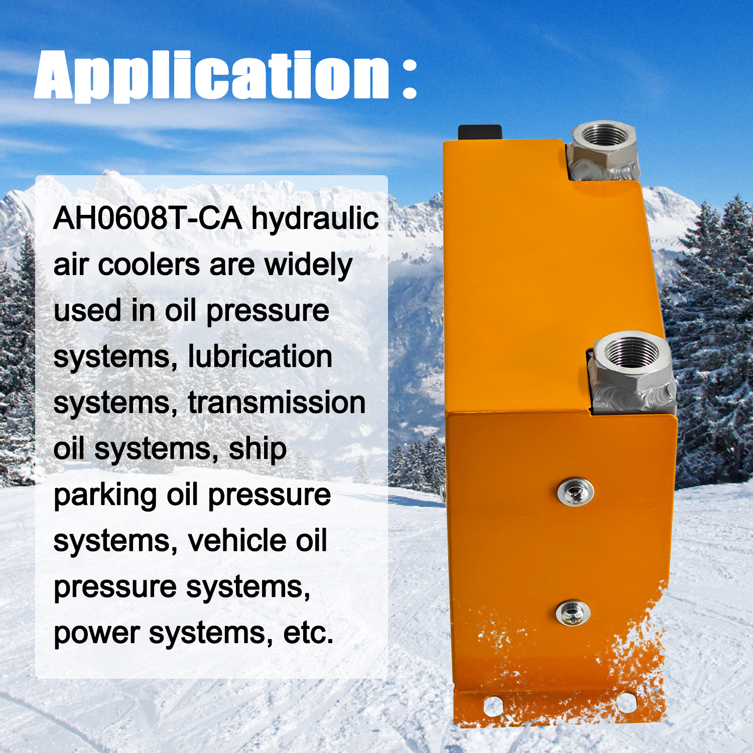 AH0608T-CA 12VDC Hydraulic Oil Cooler 60L/min 48W Hydraulic Air Cooler Air Cooled Oil Radiator Heat Dissipation Low Noise and Power Usage