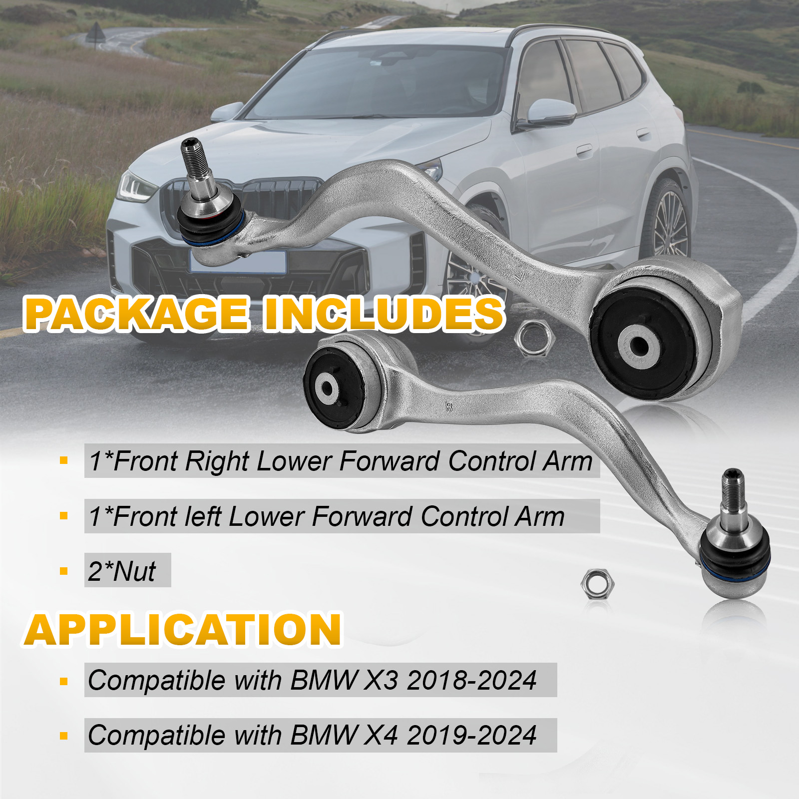 Front Right & Left Lower Forward Control Arm w/Ball Joint Set Fits for BMW X3 2018-2024 with X4 2019-2024