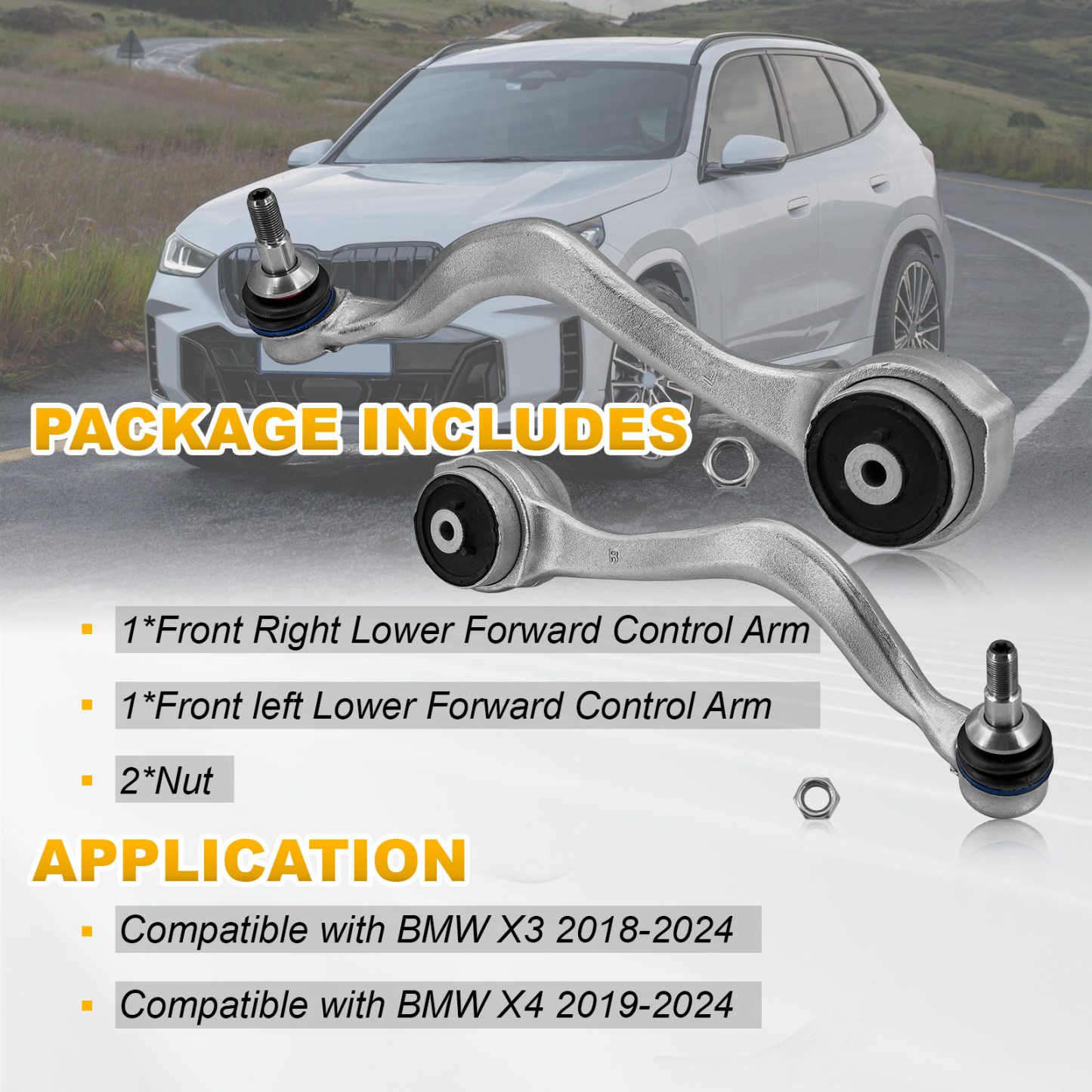 Front Right & Left Lower Forward Control Arm w/Ball Joint Set Fits for BMW X3 2018-2024 with X4 2019-2024