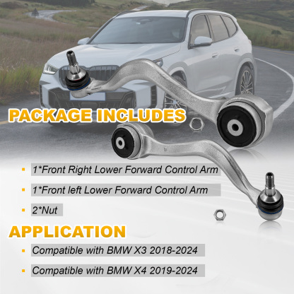 Front Right & Left Lower Forward Control Arm w/Ball Joint Set Fits for BMW X3 2018-2024 with X4 2019-2024