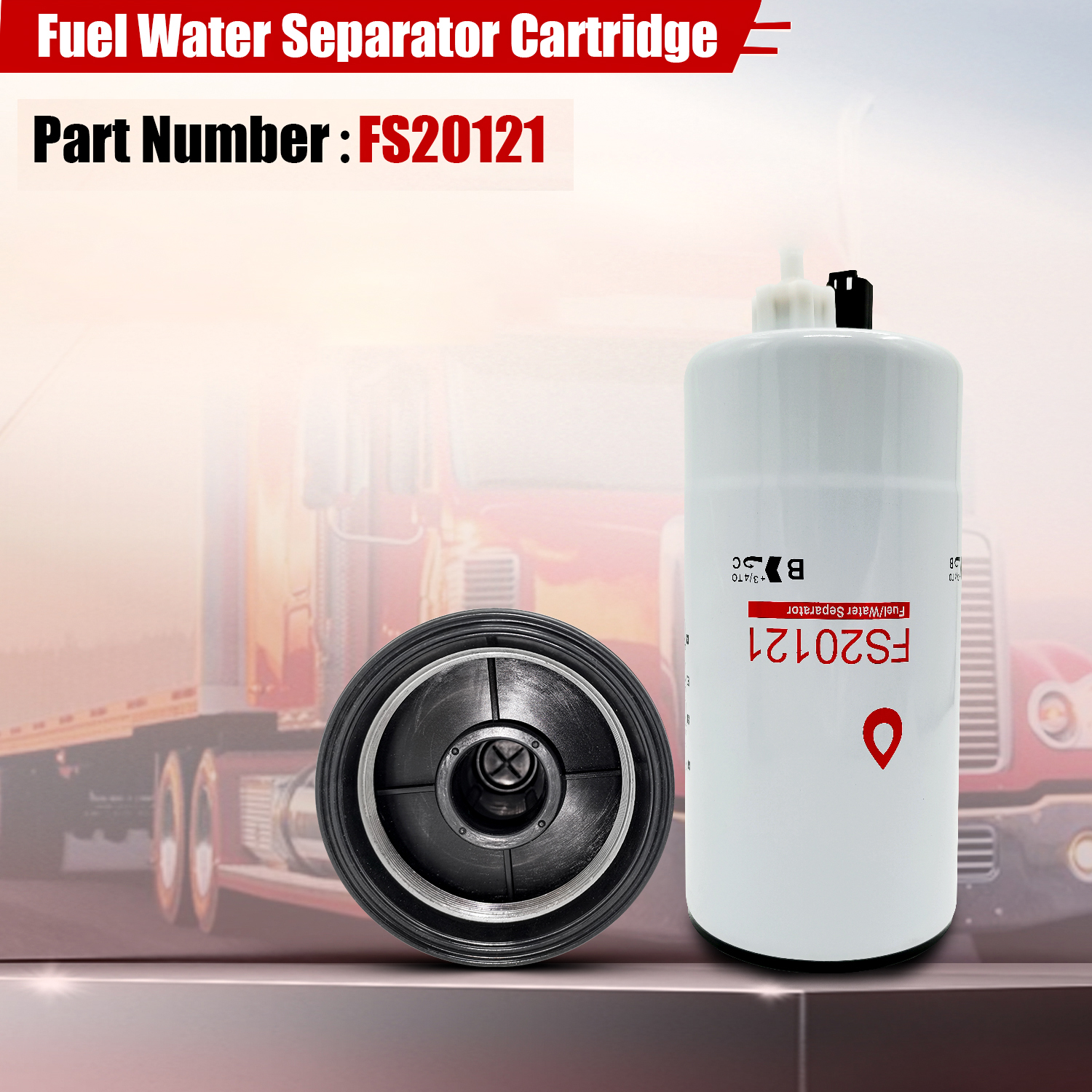 6 PCS Fuel Water Separator Cartridge FS20121 Fuel Water Separator Filter Compatible with Cummins Cummins L9, B6.7 Replaces 5444245 5528103