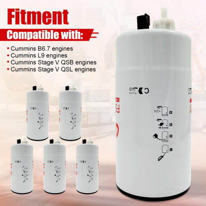 6 PCS Fuel Water Separator Cartridge FS20121 Fuel Water Separator Filter Compatible with Cummins Cummins L9, B6.7 Replaces 5444245 5528103
