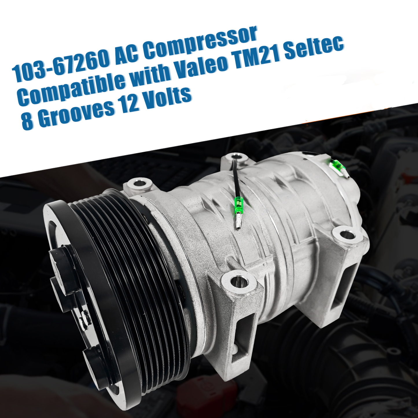 AC Compressor Compatible with Valeo TM21 Seltec 8 Grooves 12 Volts Replace T915146C