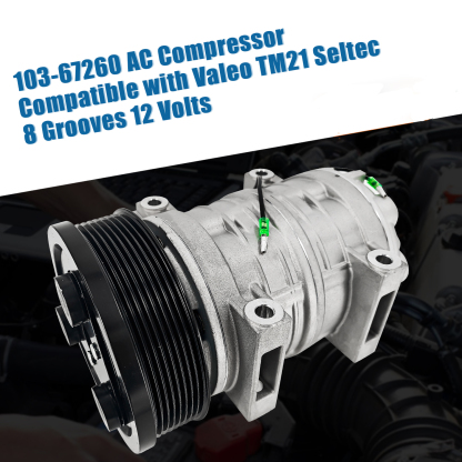AC Compressor Compatible with Valeo TM21 Seltec 8 Grooves 12 Volts Replace T915146C