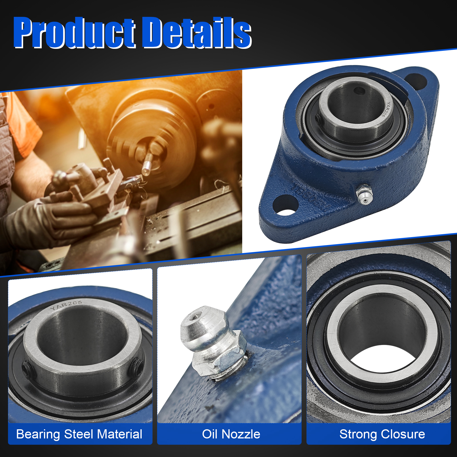 2 Pack Pillow Block Bearing Set Fit for Husqvarna FS400, for Husqvarna FS400LV Walk Behind Concrete Saws