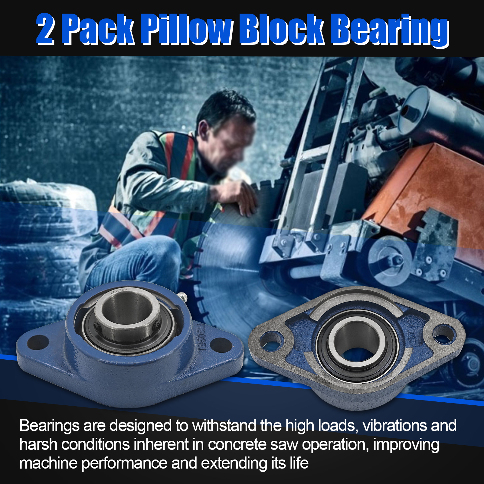 2 Pack Pillow Block Bearing Set Fit for Husqvarna FS400, for Husqvarna FS400LV Walk Behind Concrete Saws