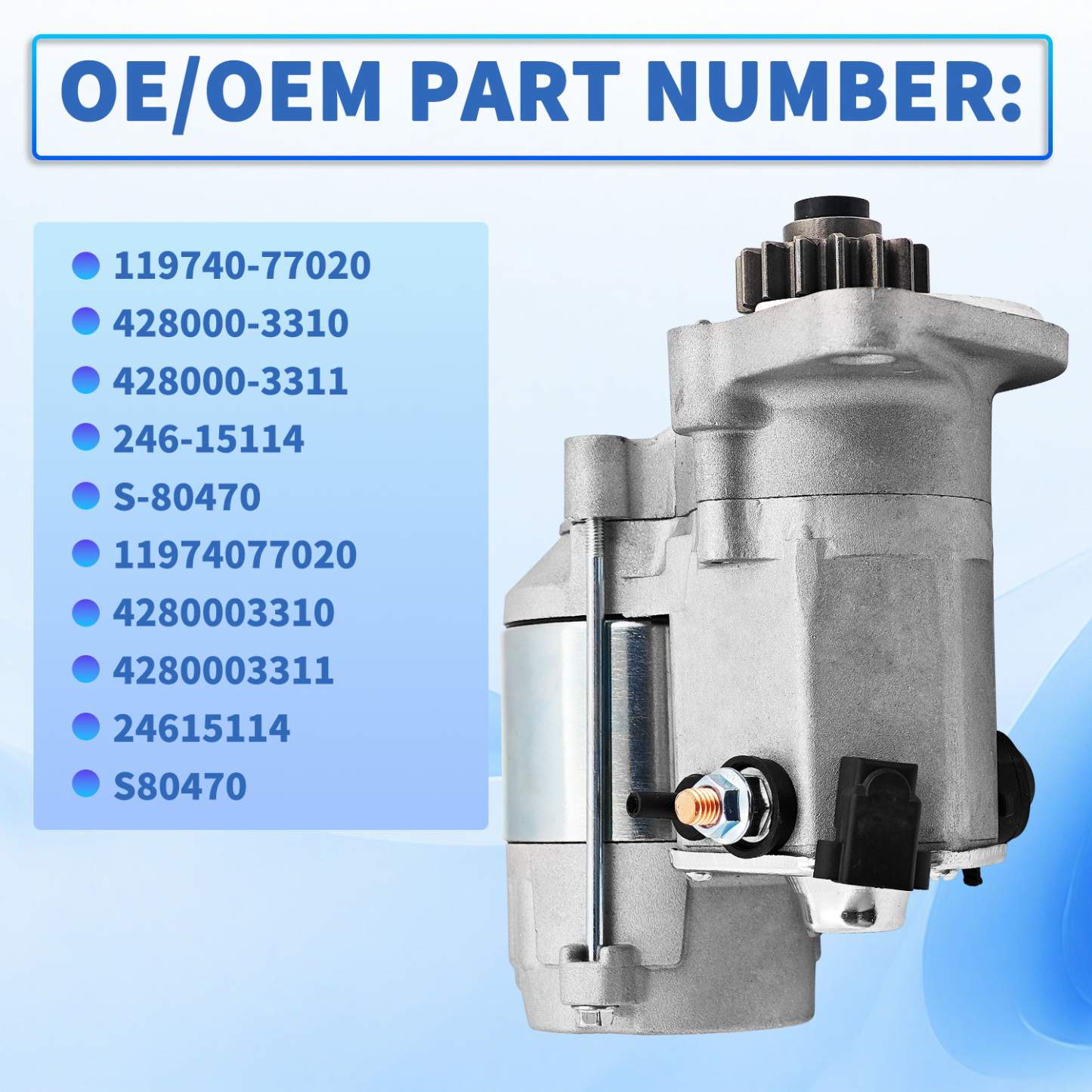 12V Starter Motor Compatible with Yanmar Excavator Vio17 Vio20-3 3TNV70 3TNV76 for Wacker NEUSON 803 1403 1404 for MULTIQUIP RX1575