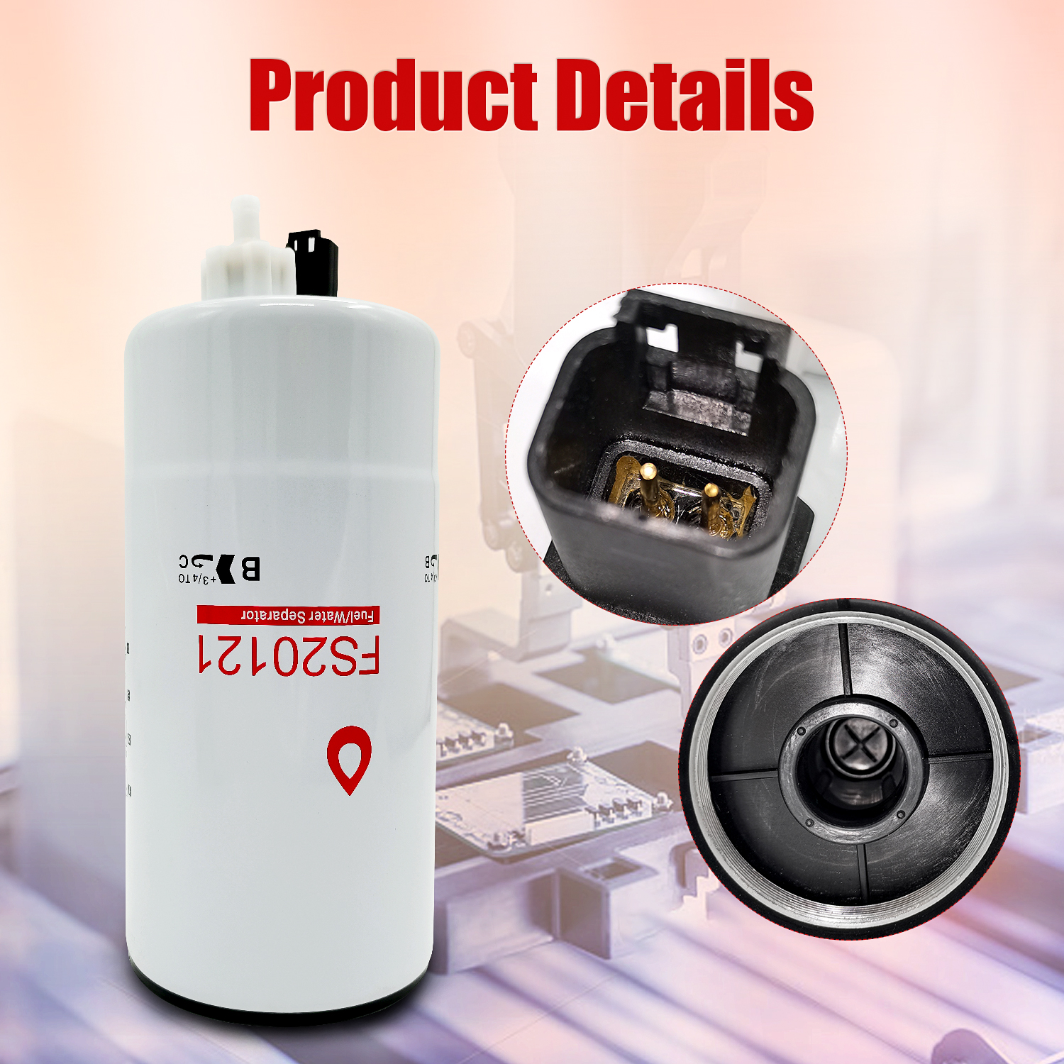 6 PCS Fuel Water Separator Cartridge FS20121 Fuel Water Separator Filter Compatible with Cummins Cummins L9, B6.7 Replaces 5444245 5528103