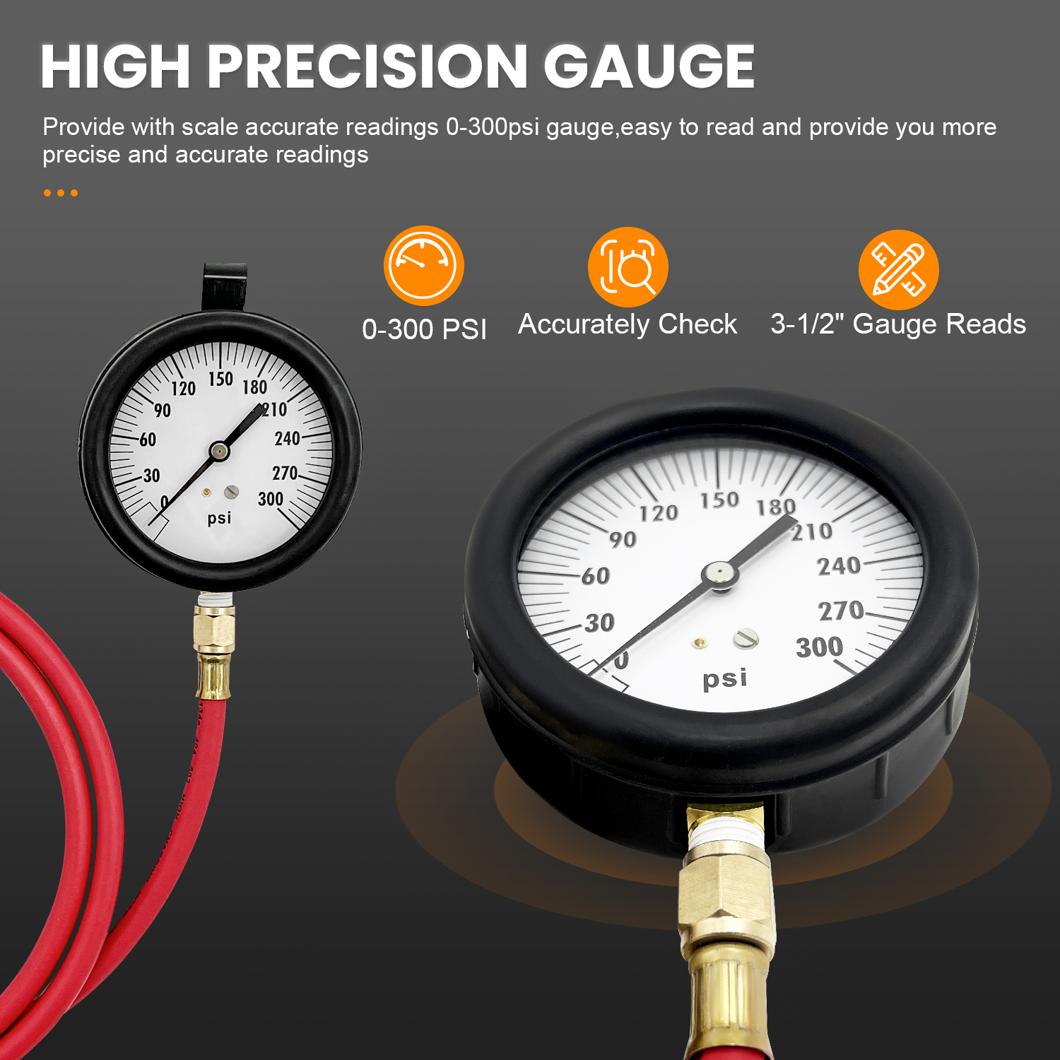 TU-32-20 Compuchek Diesel Fuel Pressure Test Gauge Fit for Cummins Diesel Engines and Other Diesel Engines Fitted with Compuchek Test Ports
