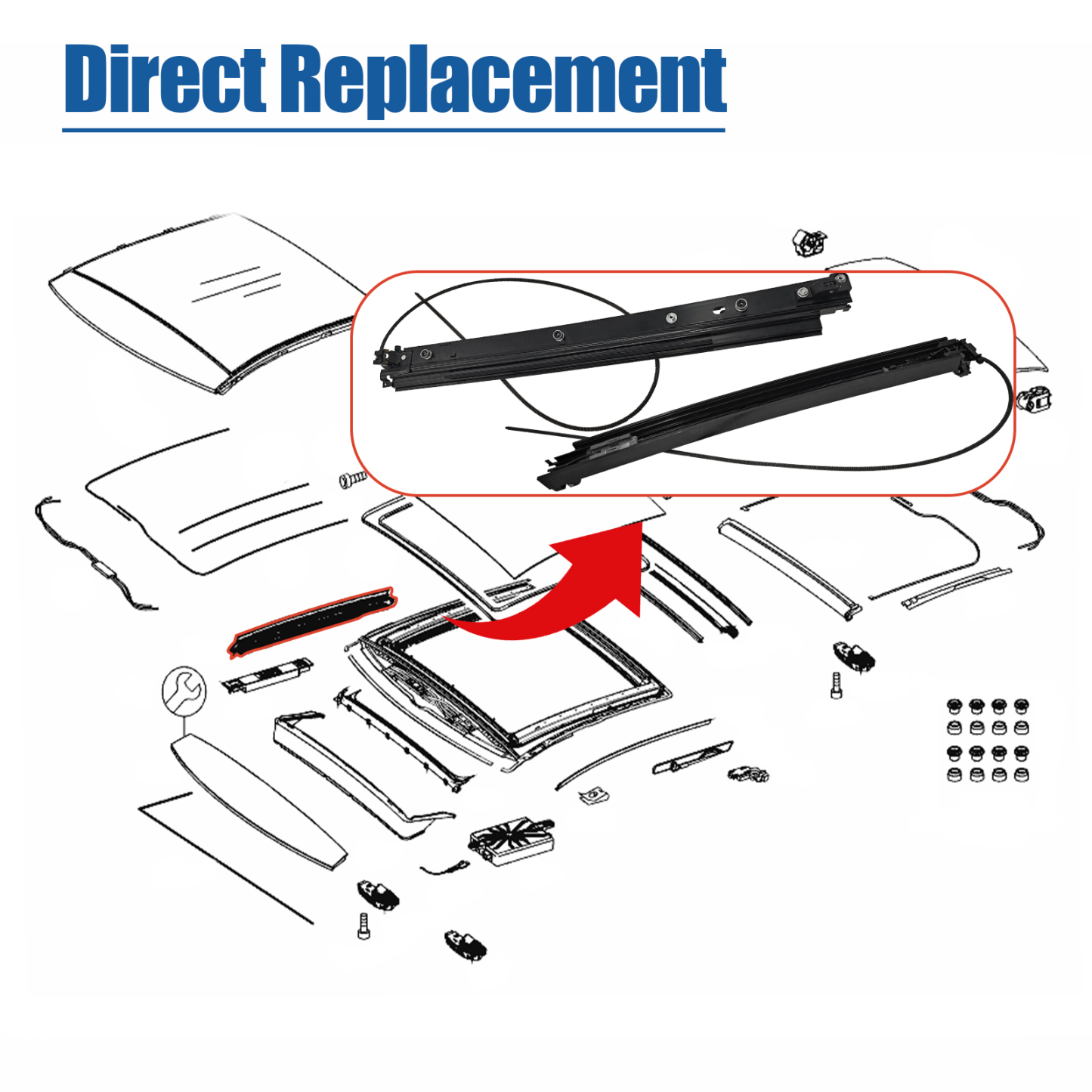 A2227800100 A2227800200 Panoramic Sunroof Sliding Track for Mercedes W222 & S Class AMG 2014-2020 Left+Right