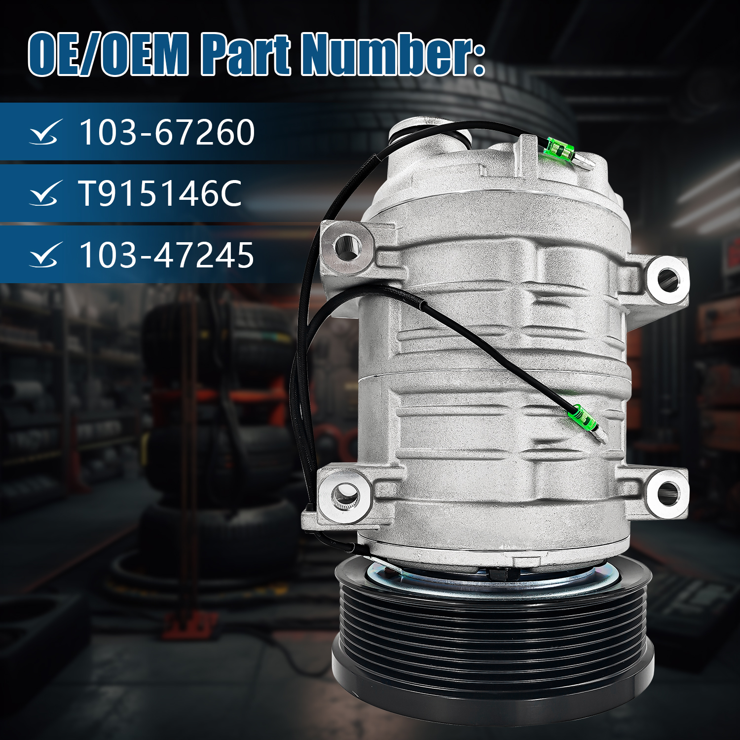 AC Compressor Compatible with Valeo TM21 Seltec 8 Grooves 12 Volts Replace T915146C