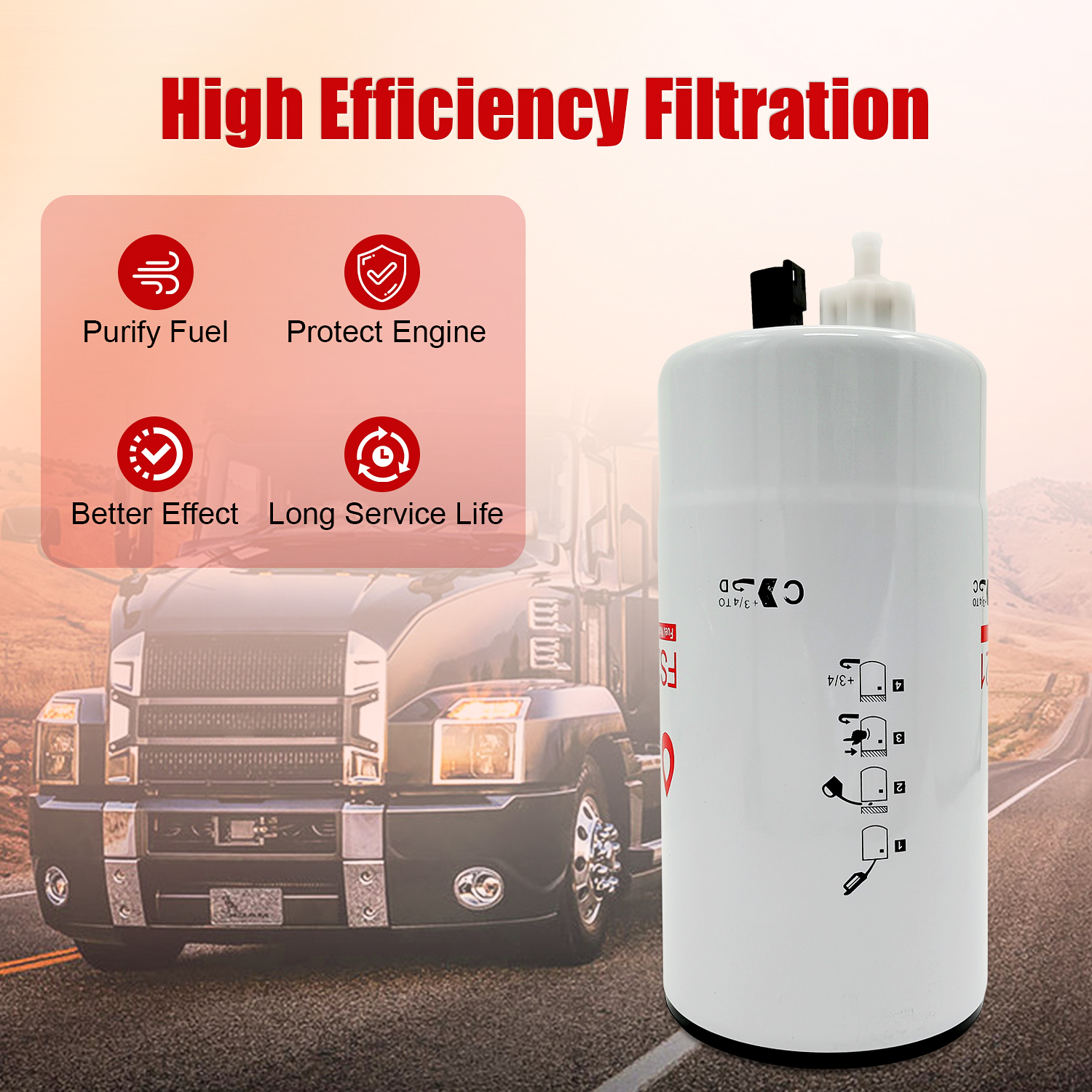 6 PCS Fuel Water Separator Cartridge FS20121 Fuel Water Separator Filter Compatible with Cummins Cummins L9, B6.7 Replaces 5444245 5528103