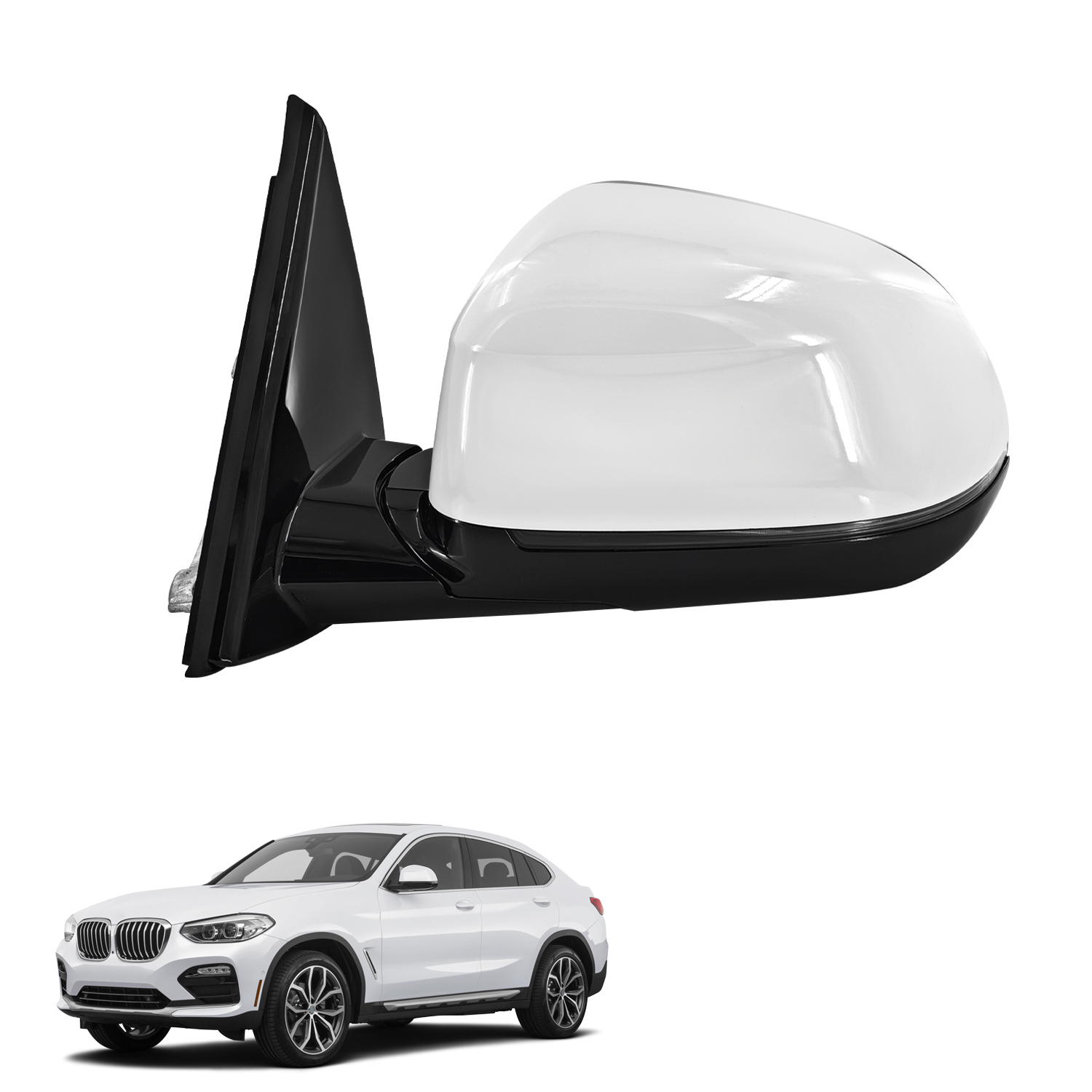 Left Driver Side Mirror fits for 2019-2022 BMW X4 Support Power Folding Glass Adjustment Power Heated with Turn Signal Light Support BSM with Memory