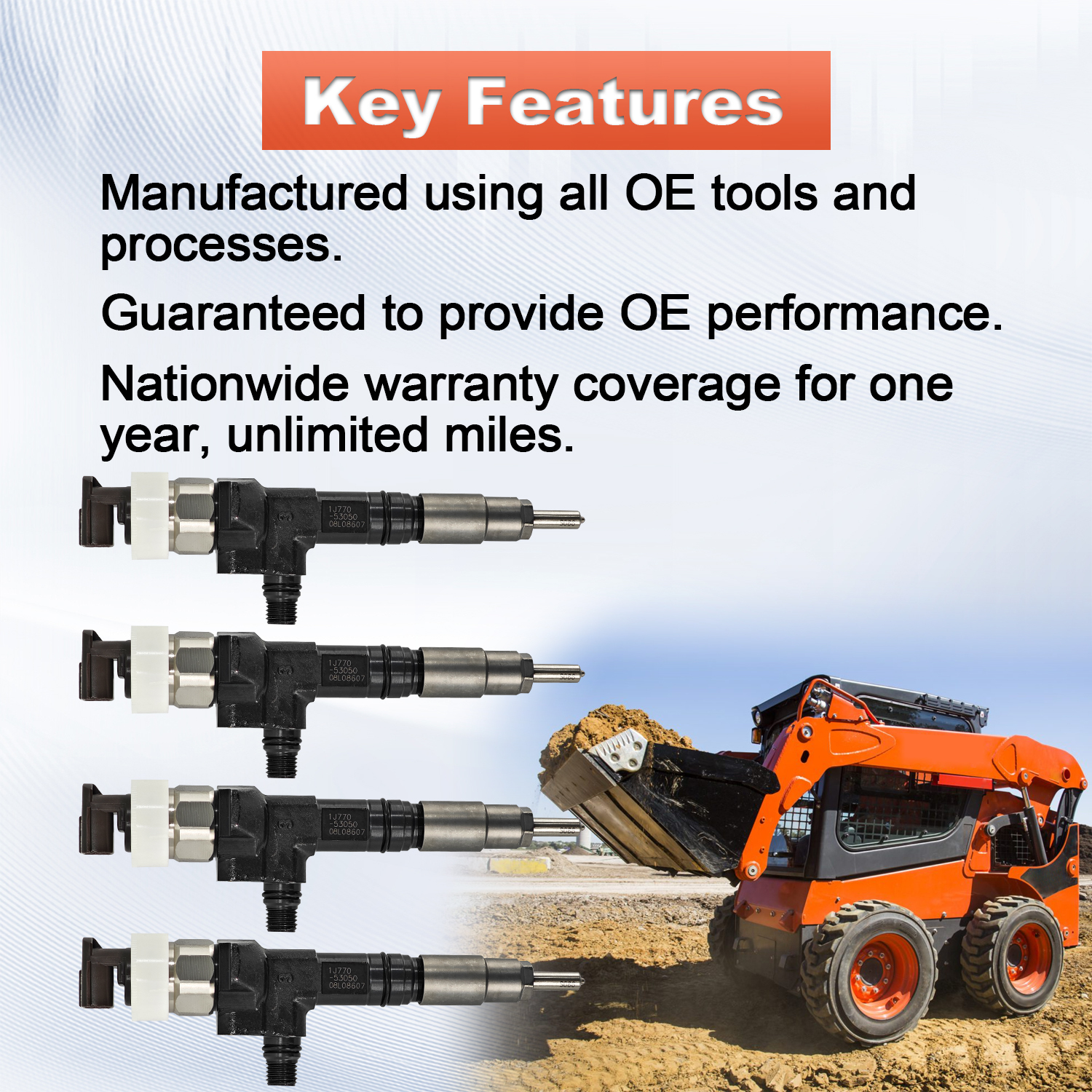 4PCS Fuel Injectors for Caterpillar C3.3B Kubota V3307 Tier 4 #1J770-53051