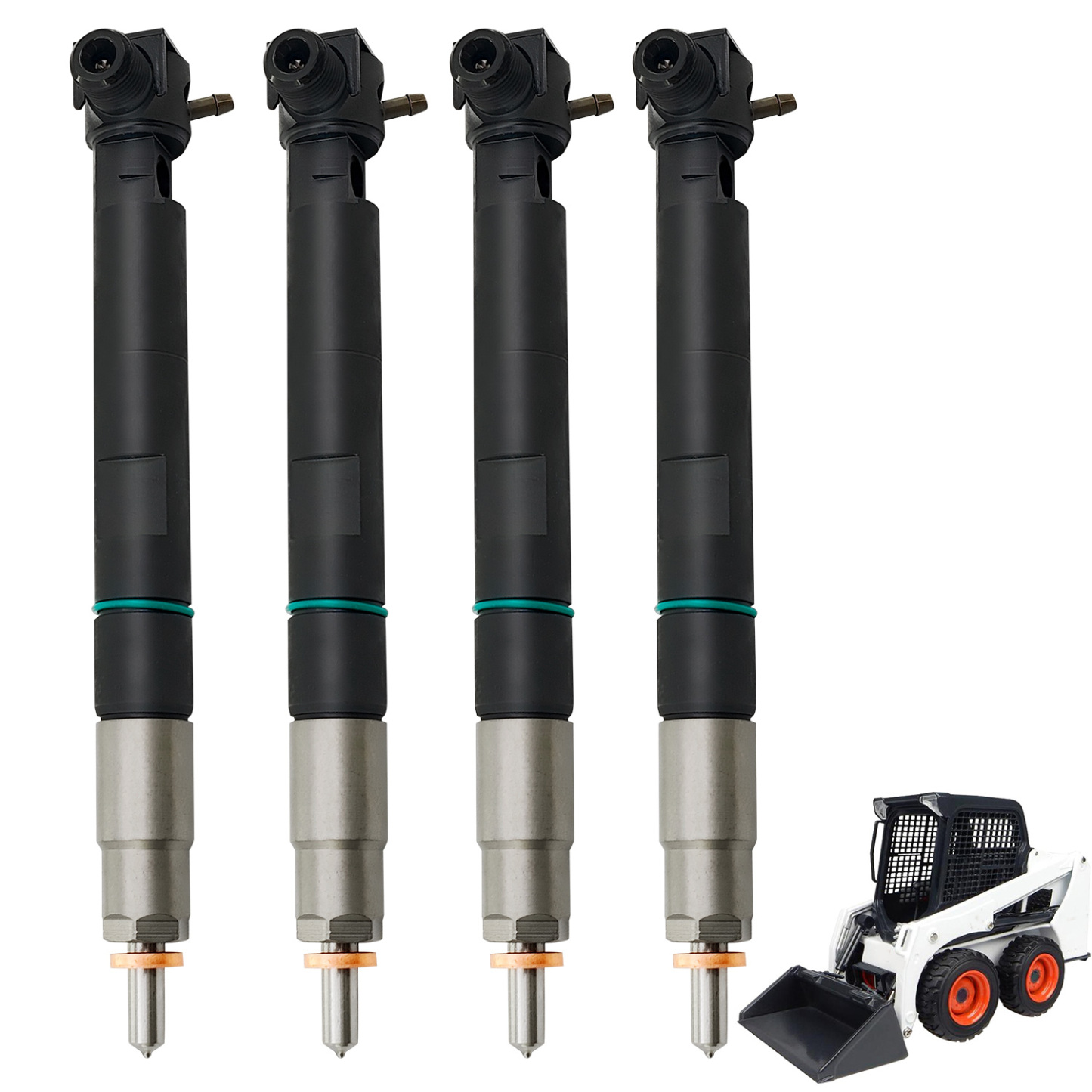 4PCS Fuel Injectors with Seal for Delphi Doosan D24 D18 For Bobcat E32 E35 E42 E45 E50 E55 E85 S450 T450 T550