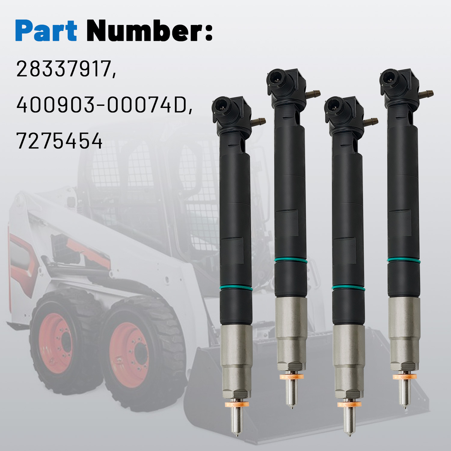 4PCS Fuel Injectors with Seal for Delphi Doosan D24 D18 For Bobcat E32 E35 E42 E45 E50 E55 E85 S450 T450 T550
