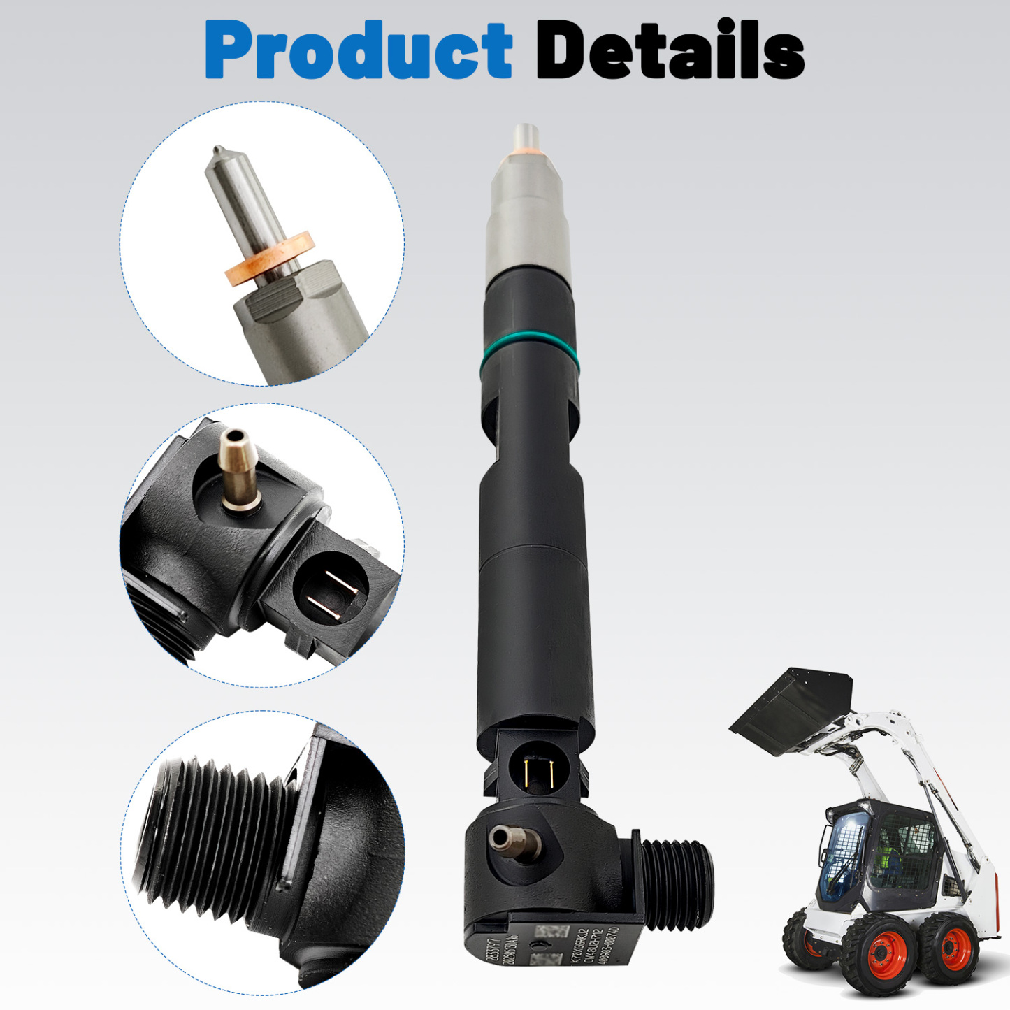 4PCS Fuel Injectors with Seal for Delphi Doosan D24 D18 For Bobcat E32 E35 E42 E45 E50 E55 E85 S450 T450 T550