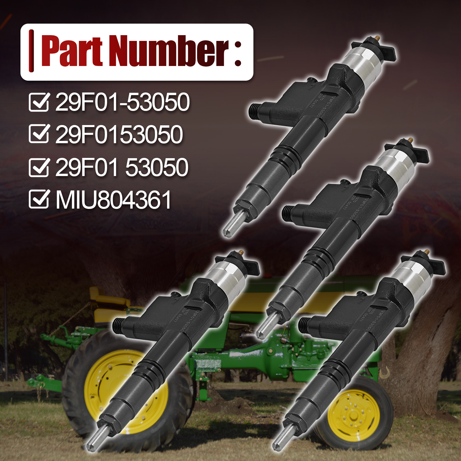 4 PCS Fuel Injectors for John Deere Loader 330P 330G 331P 331G 332G 333P 333G 334P 335P