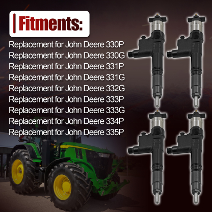 4 PCS Fuel Injectors for John Deere Loader 330P 330G 331P 331G 332G 333P 333G 334P 335P