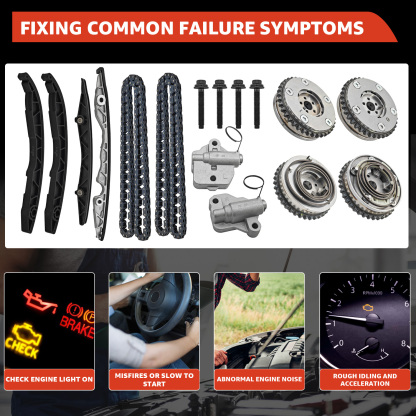 Engine Timing Chain Kit with Chains Guides Tensioners Phasers for Ford F-150 2015-2019; For Fusion Sport 2017-2019