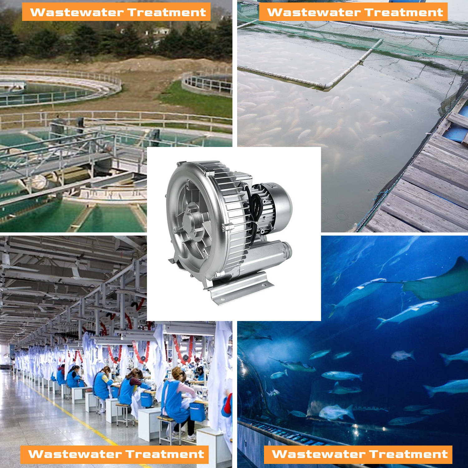 Regenerative Blower 2 HP 1.75 kW 150 CFM 2" BSP 110-120V Vacuum Pump for Air Blowing or Suction for Sewage Aeration Aquarium Fish Pond