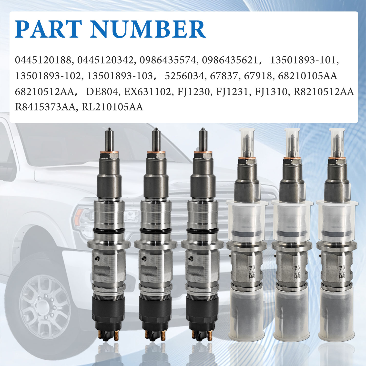 6PCS Fuel Injectors Compatible with Dodge Ram 2500 3500 4500 6.7L 2010-2018 for Cummins ISB6.7