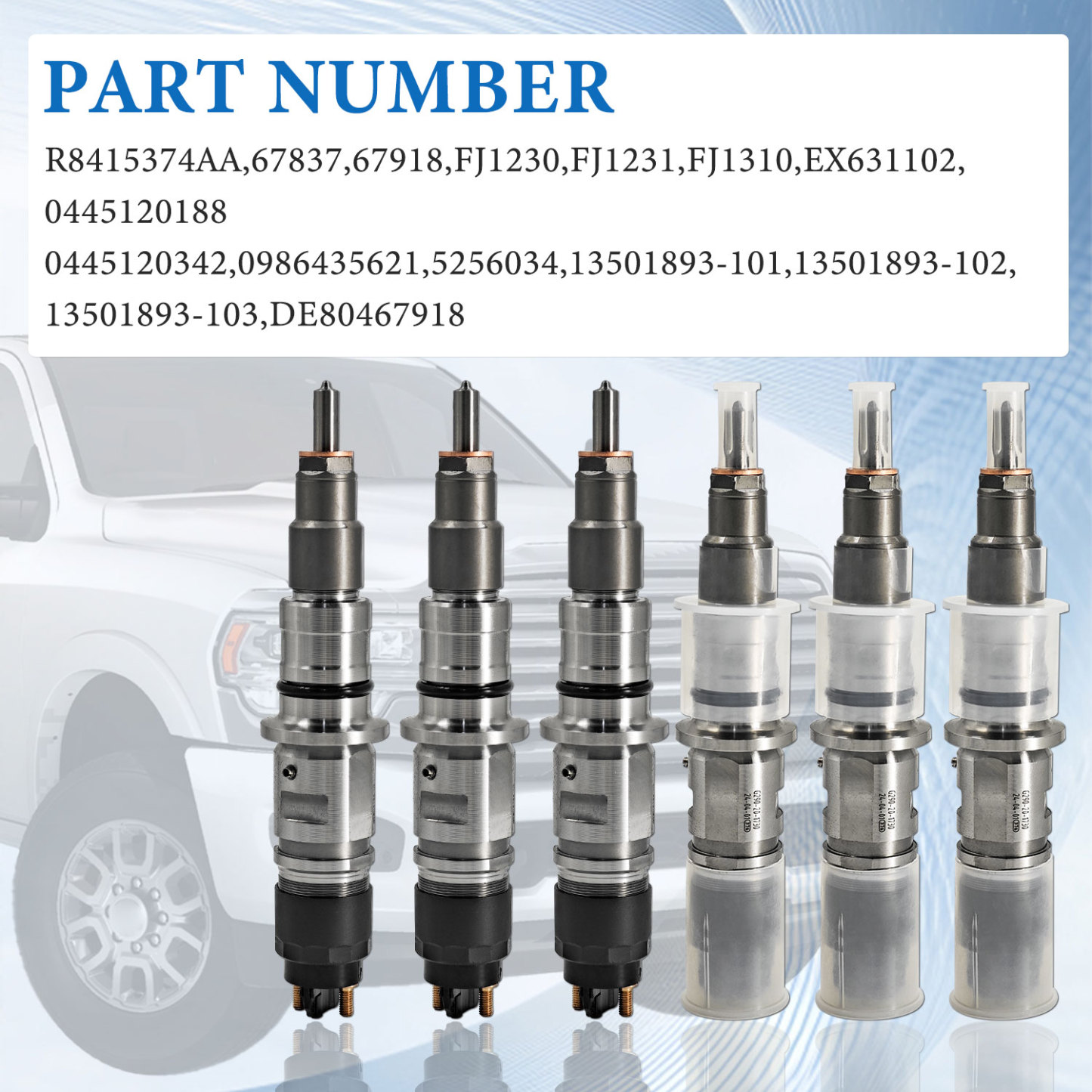6PCS Fuel Injectors Compatible with Dodge Ram 2500 3500 4500 6.7L 2010-2018 for Cummins ISB6.7