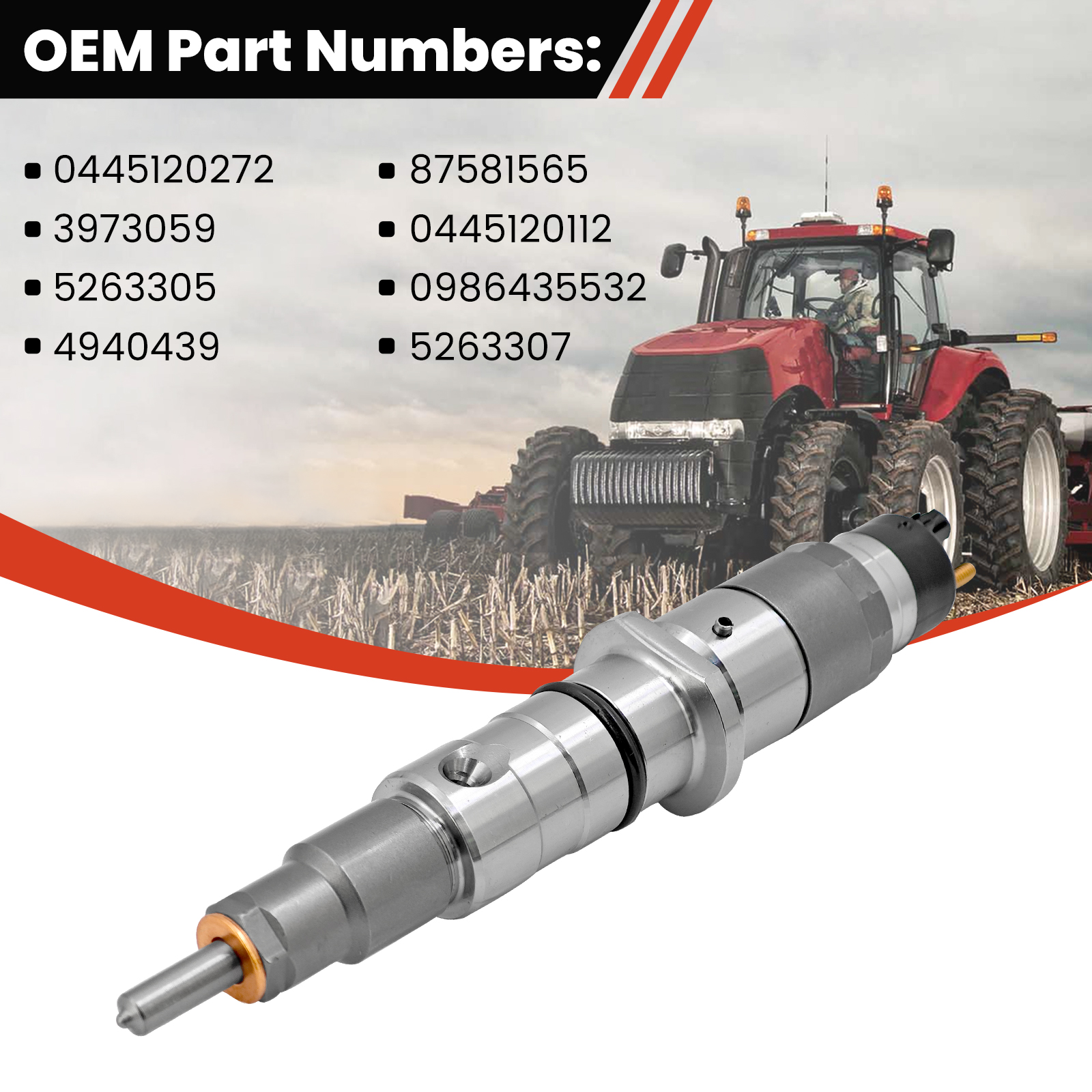 New Holland TG/T8000 Series 6PCS Fuel Injector Cummins Engine QSL 8.9L QSC/ISC 8.3L Fit for Case IH MX/TG Series