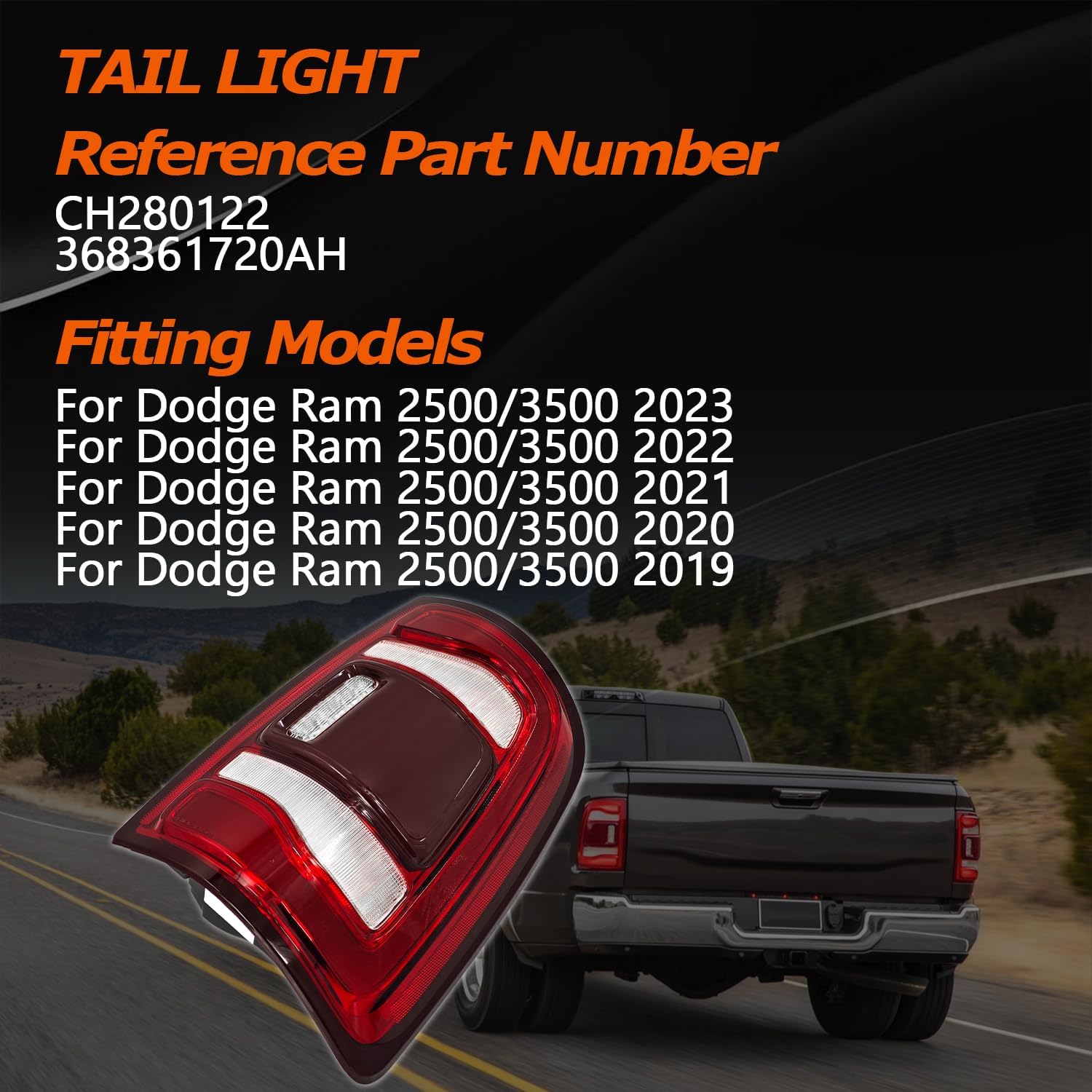 Dodge Ram Tail Light for 2019-2023 2500 3500-w/Blind Spot (W/O Module) - Right Passenger Side 