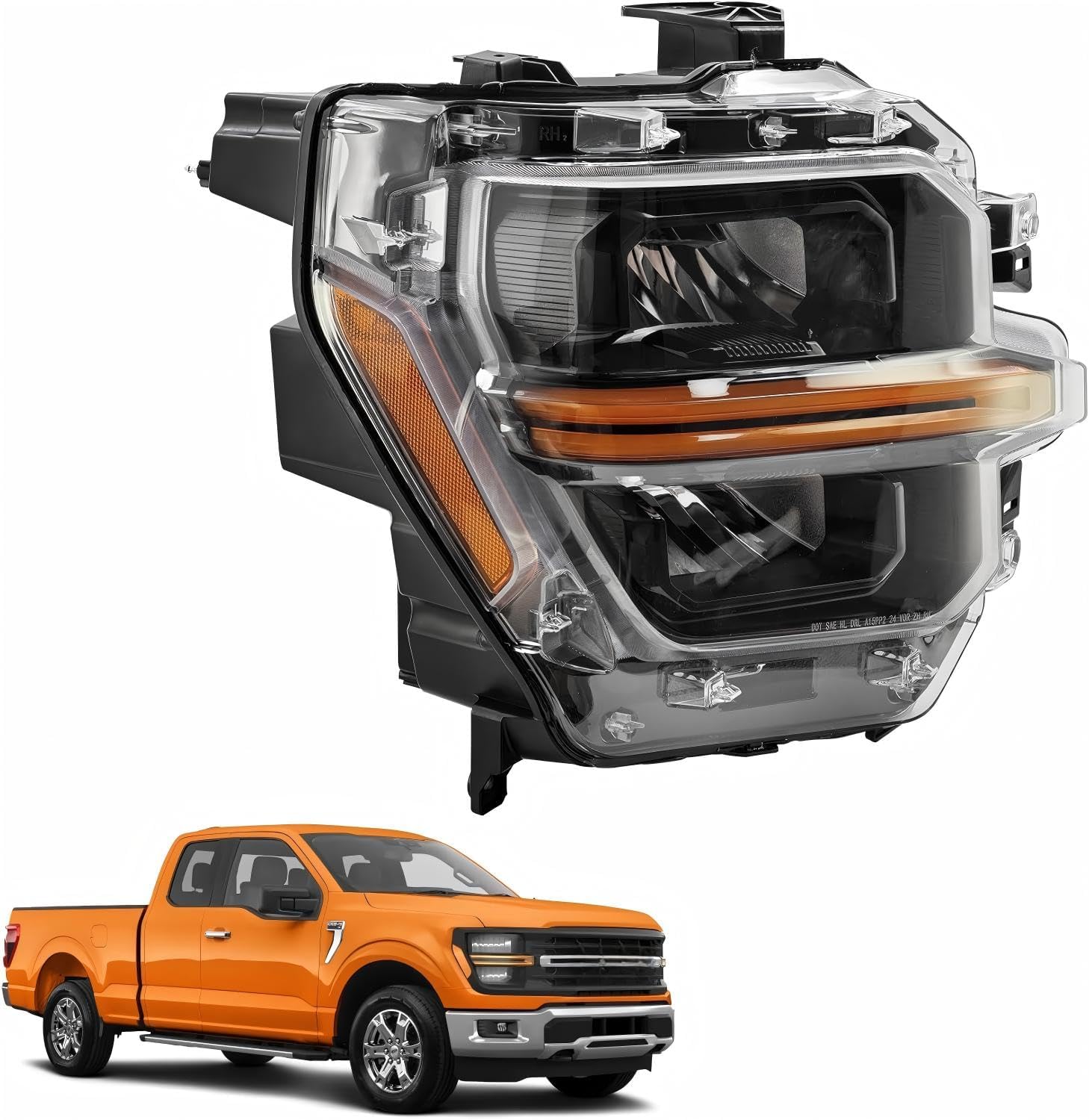 LED Headlamp Right Passenger Side New for Ford F150 2024-2026 XL/XLT/STX/Tremor w/o Adaptive & Module #RL3Z-13008-G