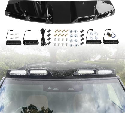 Roof Top Light Bar with 4 LED DRL Lamps for Land Rover Defender 90 110 130 2020-2025 Gloss Black Exterior Accessories