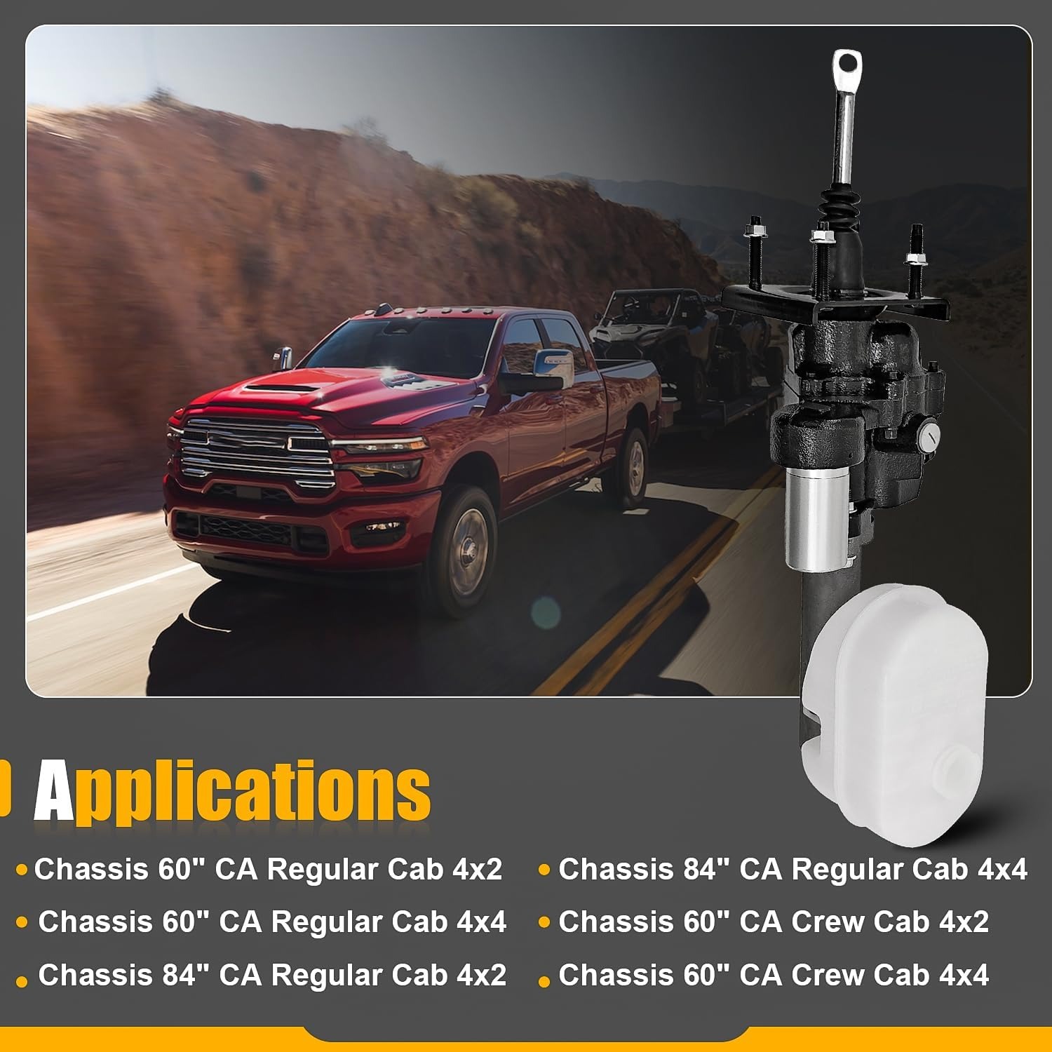 Power Brake Booster Hydro Booster w/Brake Fluid Reservoir Fits for Dodge Ram 2500/Ram 3500 6.7L 6.4L 2019-2025 #68433353AA 