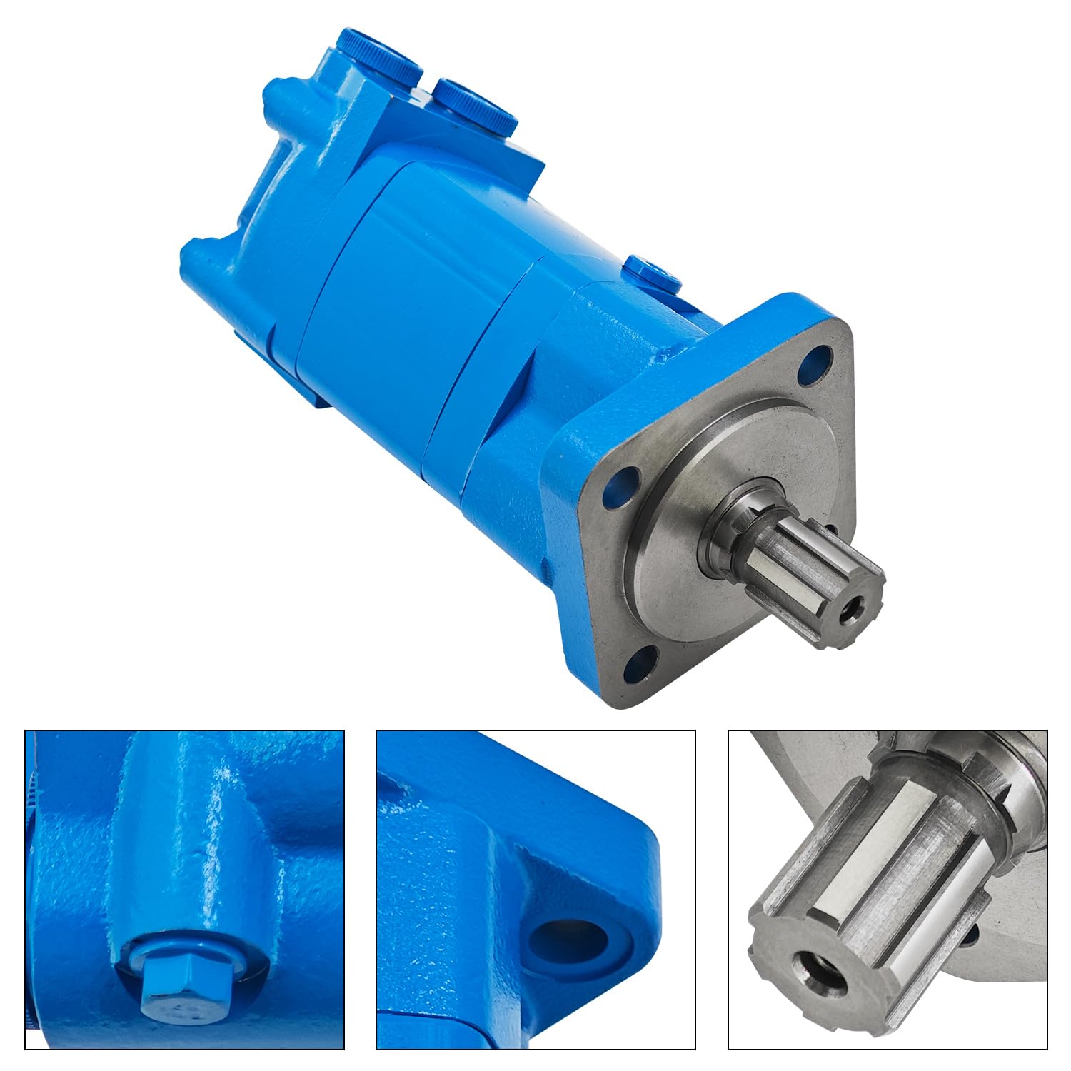 BM5-125 High Torque Hydraulic Motor 4-Hole 6 Spline Slow Speed Oil Motor Fit for AGT-RC72 Skid Steer Brush Cutter Attachment Hydraulic Magneto Motor