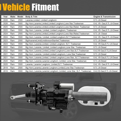 Power Brake Booster Hydro Booster w/Brake Fluid Reservoir Fits for Dodge Ram 2500/Ram 3500 6.7L 6.4L 2019-2025 #68433353AA 