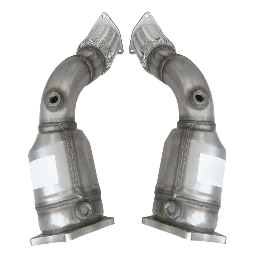 Pair Front Catalytic Converter for Porsche Cayenne Turbo 4.8T V8 - Gas 2008-2010 With Turbocharger