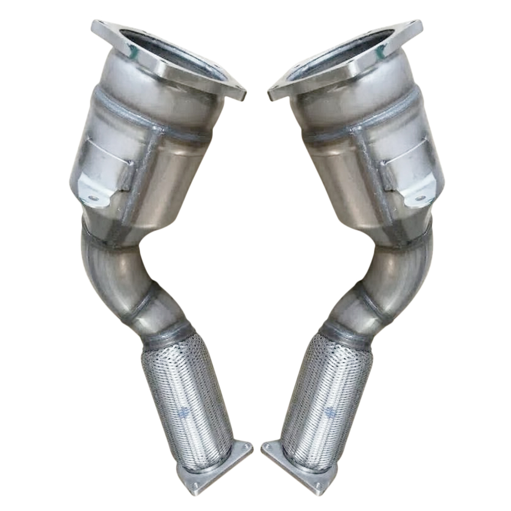 Pair Front Catalytic Converter for Porsche Cayenne Turbo 4.8T V8 - Gas 2008-2010 With Turbocharger
