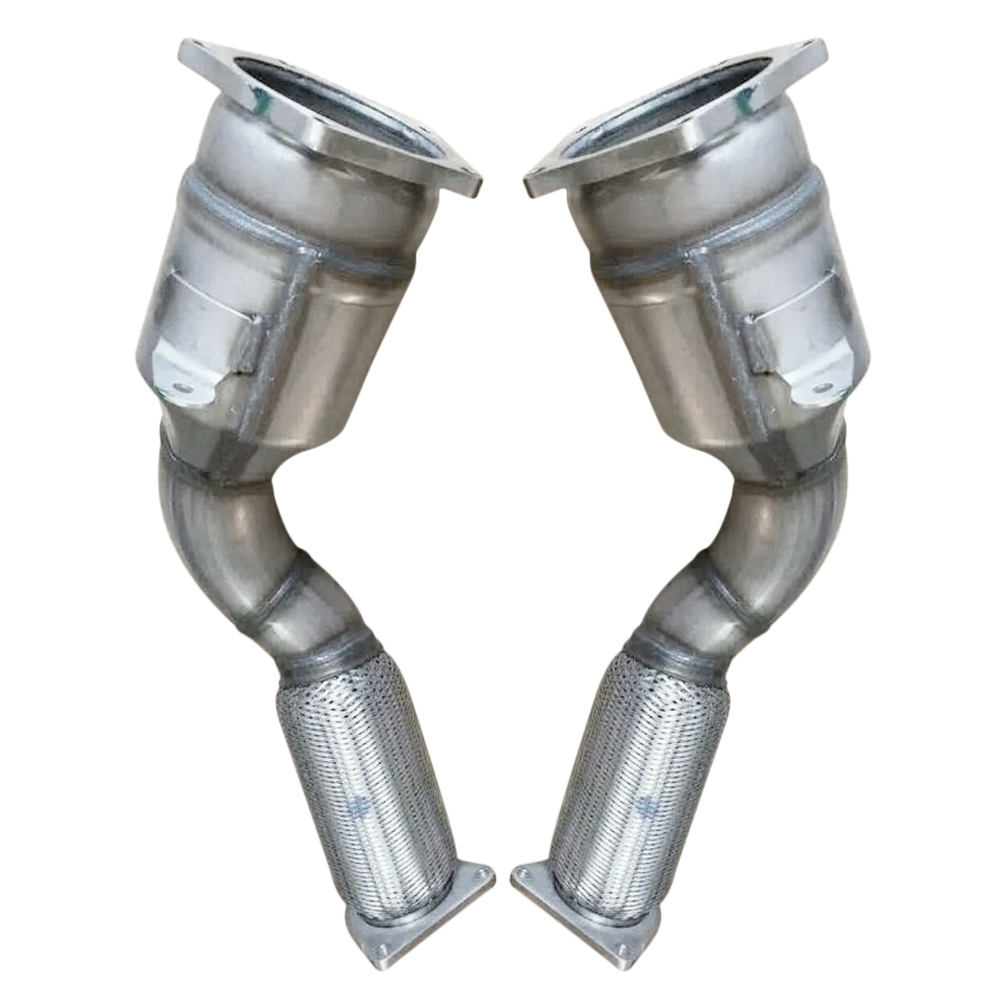 Pair Front Catalytic Converter for Porsche Cayenne Turbo 4.8T V8 - Gas 2008-2010 With Turbocharger