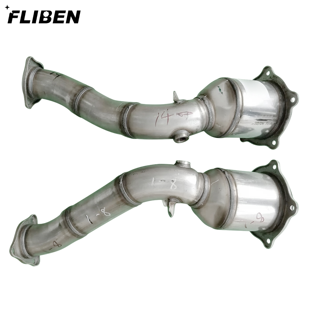 Pair Front Catalytic Converter Exhaust Pipe for 2011-2014 Porsche Cayenne 4.8 V8 - Gas 