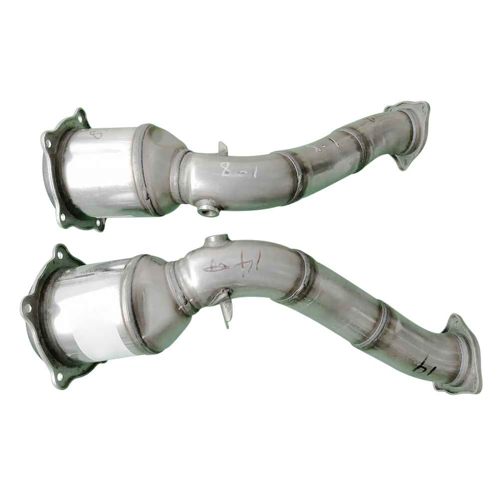 Pair Front Catalytic Converter Exhaust Pipe for 2011-2014 Porsche Cayenne 4.8 V8 - Gas 