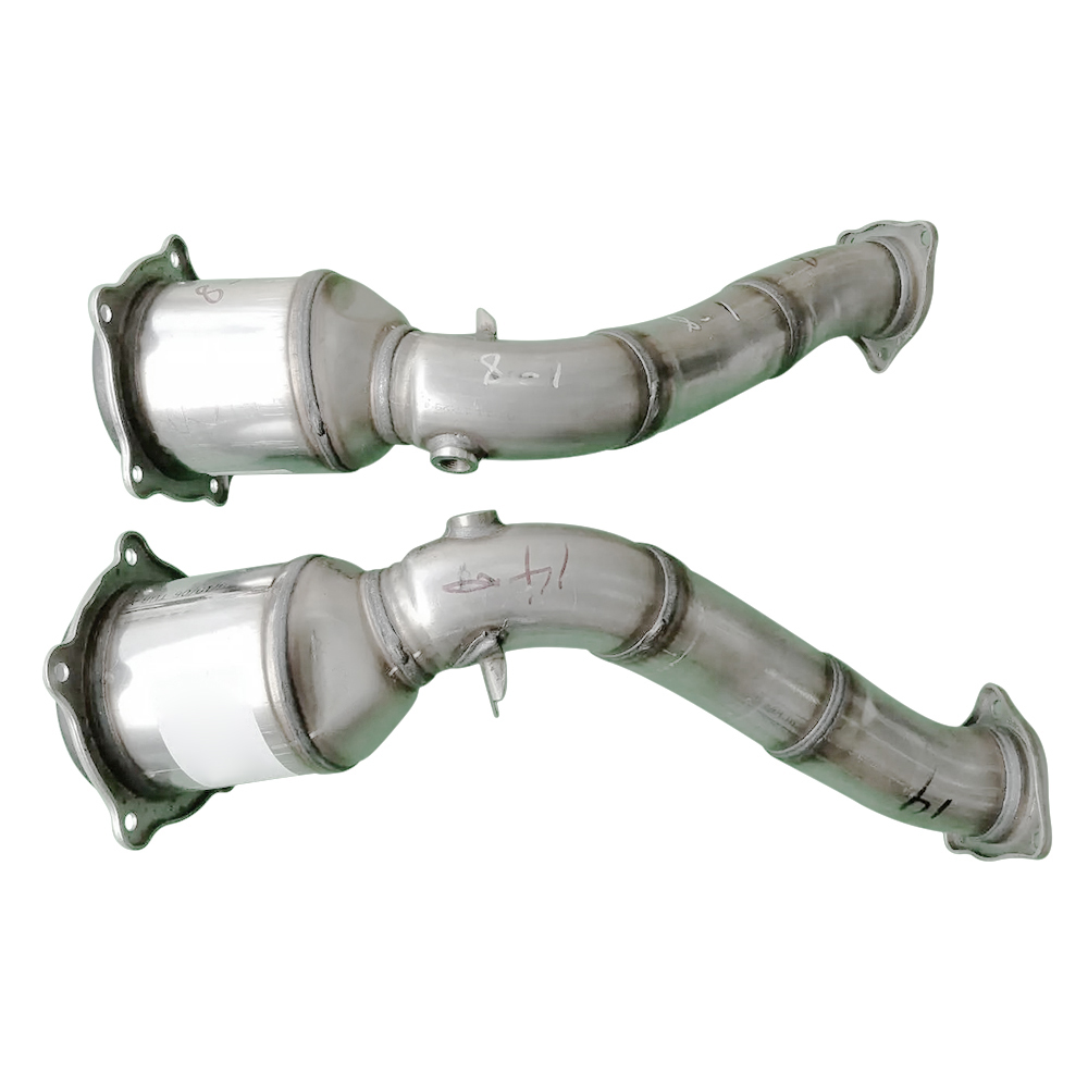 Pair Front Catalytic Converter Exhaust Pipe for 2011-2014 Porsche Cayenne 4.8 V8 - Gas 