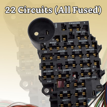 22 Circuit Universal Wiring Harness Kit Fits for GM Tilt Columns Car Truck 1968-1996, Insulated Copper Wires #91064022