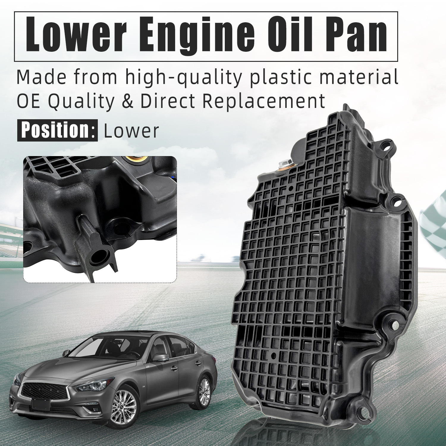 Lower Engine Oil Pan Fits for Infiniti Q50 3.0L V6 AWD 2016-2022