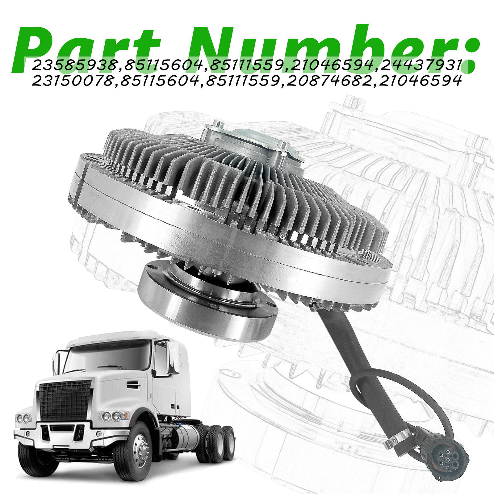 Cooling Fan Clutch Compatible With Volvo VT VTL D13/D11/D16, Mack MP7/MP8