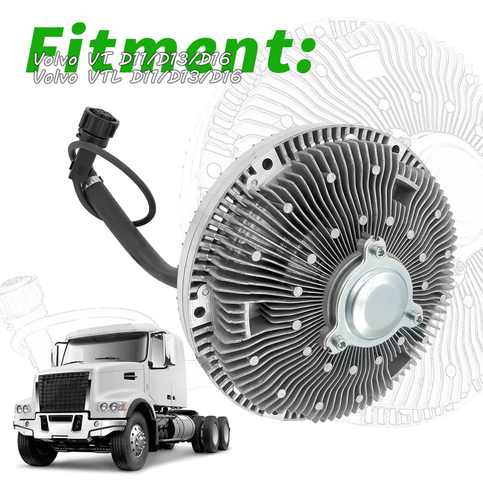 Cooling Fan Clutch Compatible With Volvo VT VTL D13/D11/D16, Mack MP7/MP8
