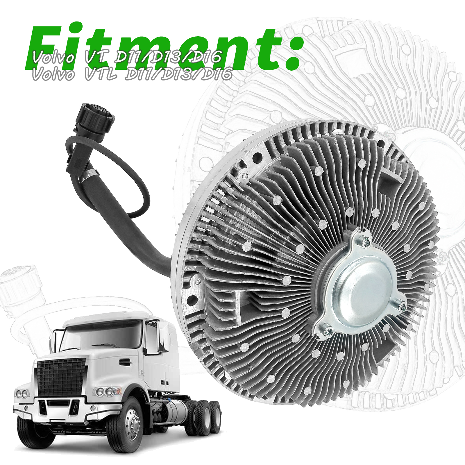 Cooling Fan Clutch Compatible With Volvo VT VTL D13/D11/D16, Mack MP7/MP8