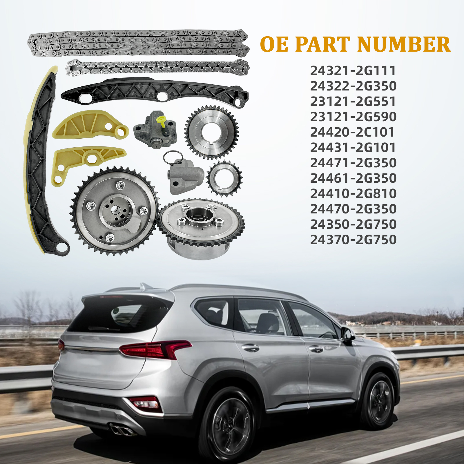 Timing Chain Kit with VVT Gear Replacement for Kia/Optima/Sorento/Sportage