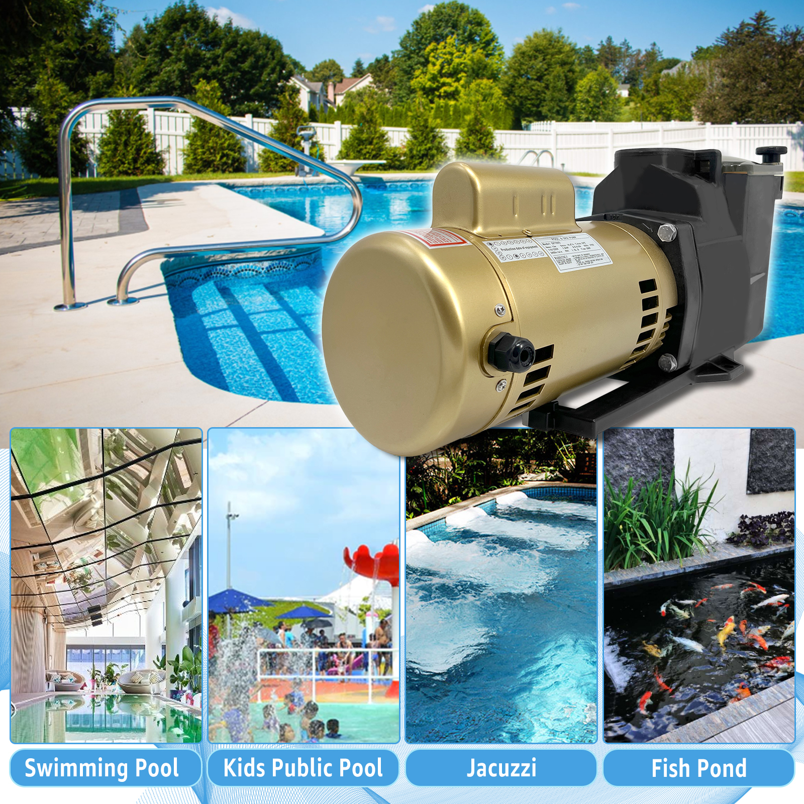 Super Pool Pump 3HP 115/230V Single Speed Replacement for Hayward Super Pump