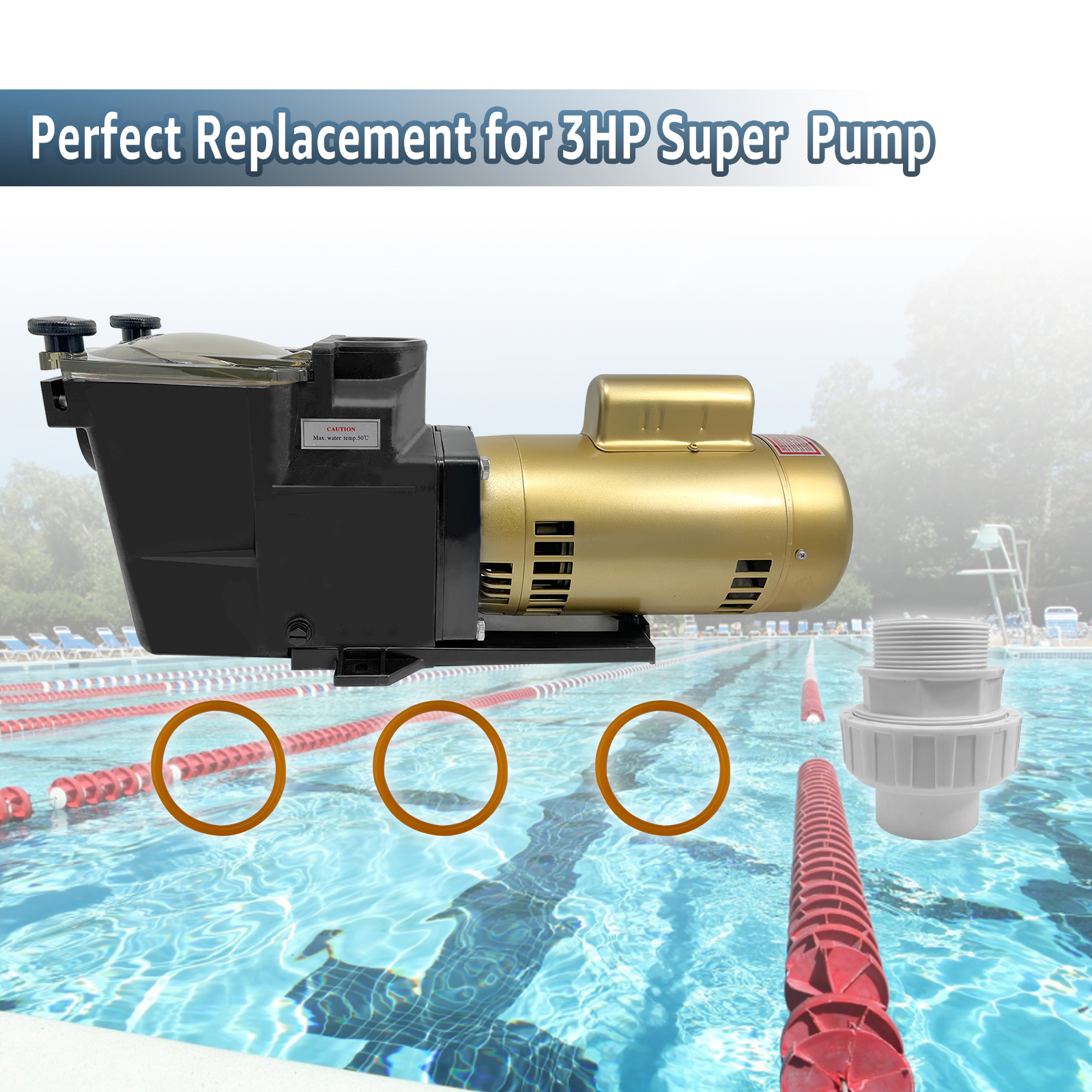 Super Pool Pump 3HP 115/230V Single Speed Replacement for Hayward Super Pump