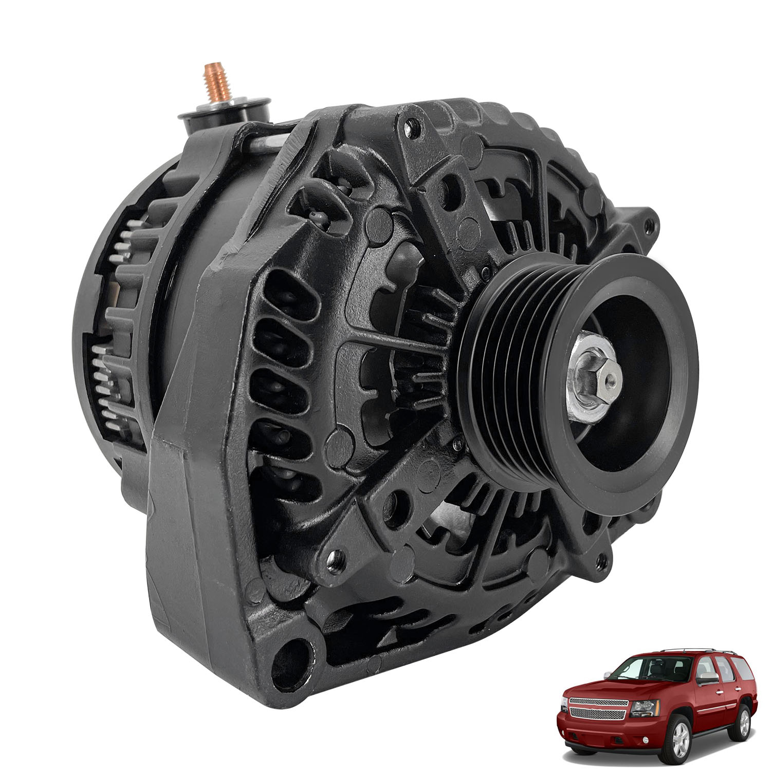 15093928 Black 14 V High Output Alternator 300 AMP for 2007-2014 Chevy Silverado 1500 2500HD 3500HD